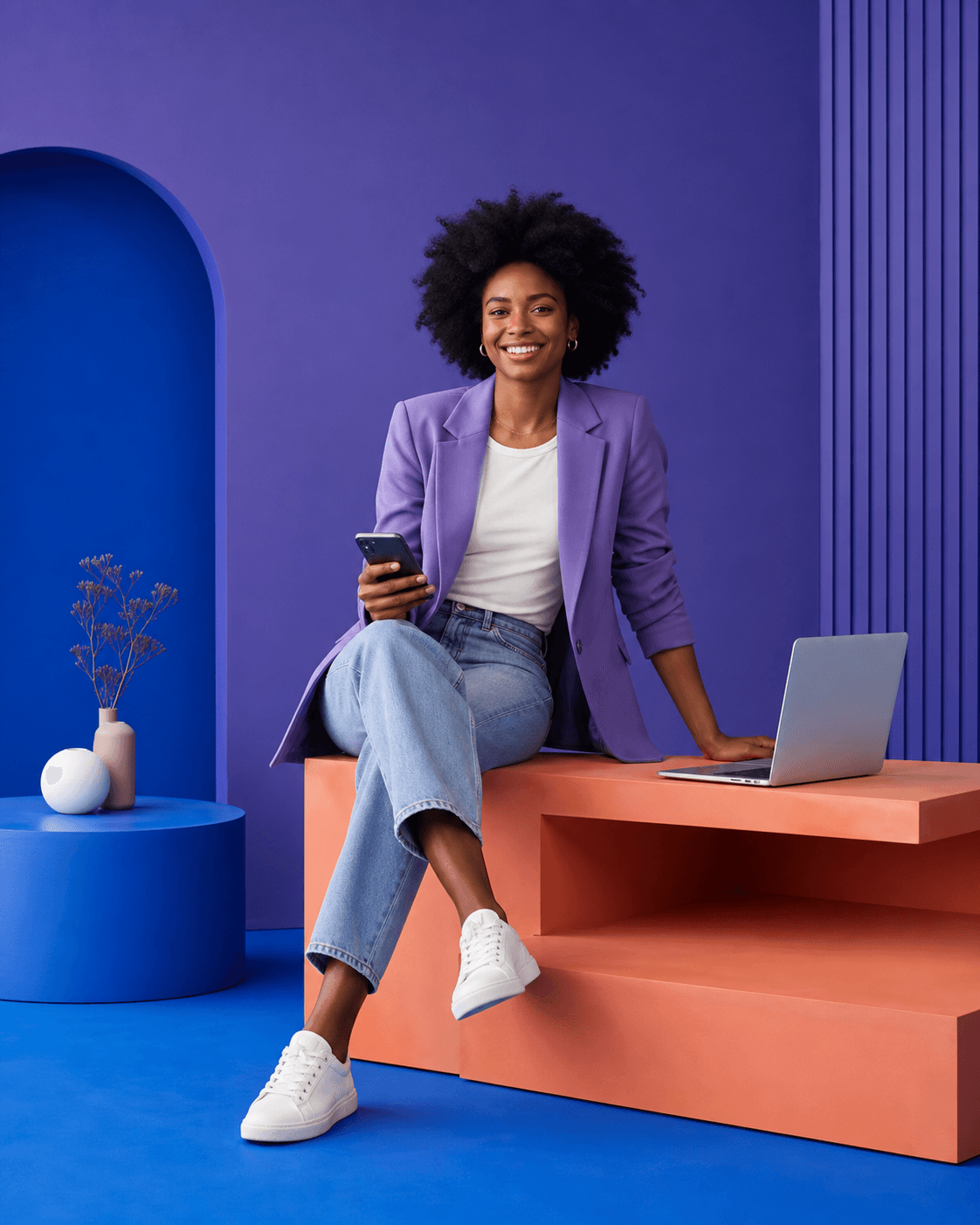 Entrepreneure noire lançant son projet avec SiteFlash